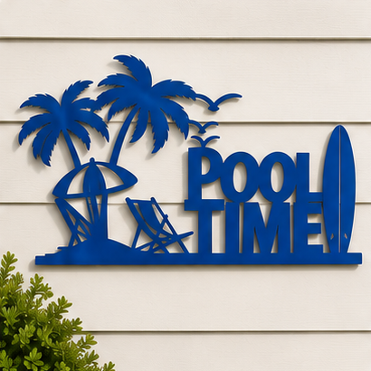 Pool Time Metal Signs