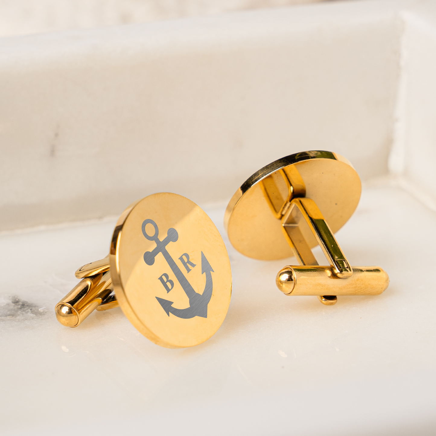 Customized Round Gold Circle Cufflinks