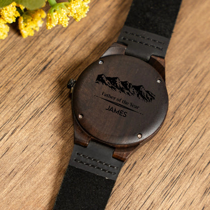 Customized Brown Wood Watch For Dad