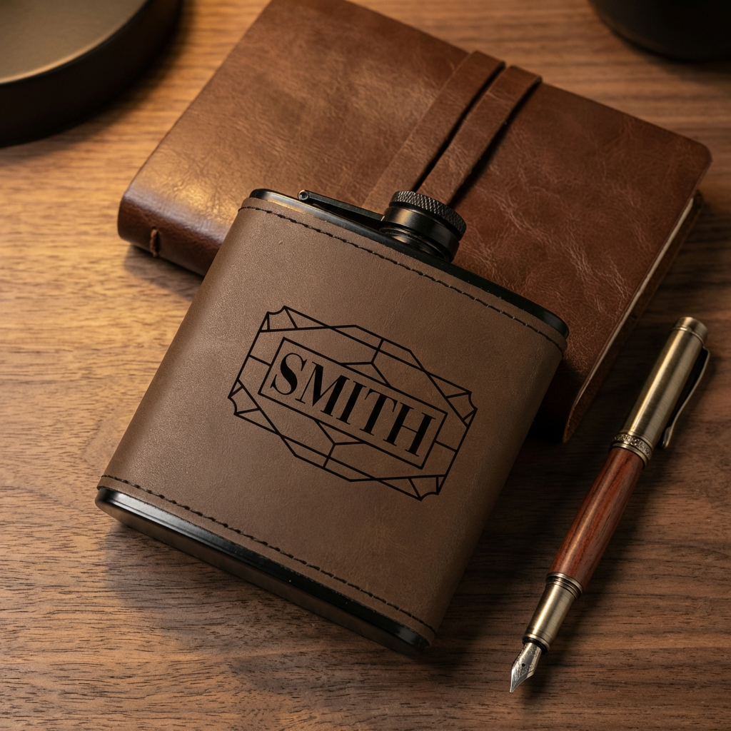 Personalized Leather Wrapped Black Flasks - Signature Designs - 2/20/2026
