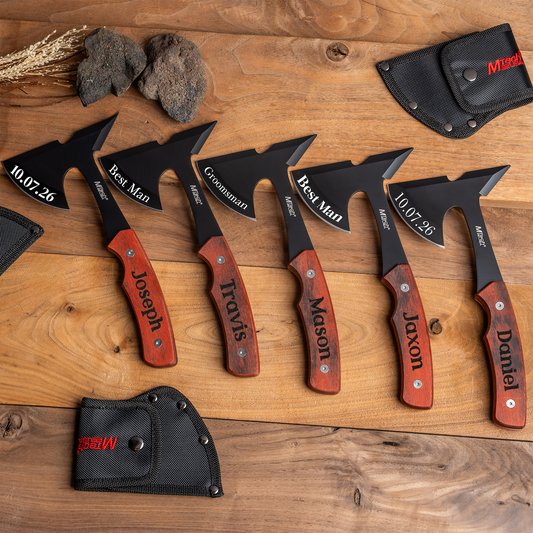 Set of 5 Engraved Axes - Groomsmen Gift