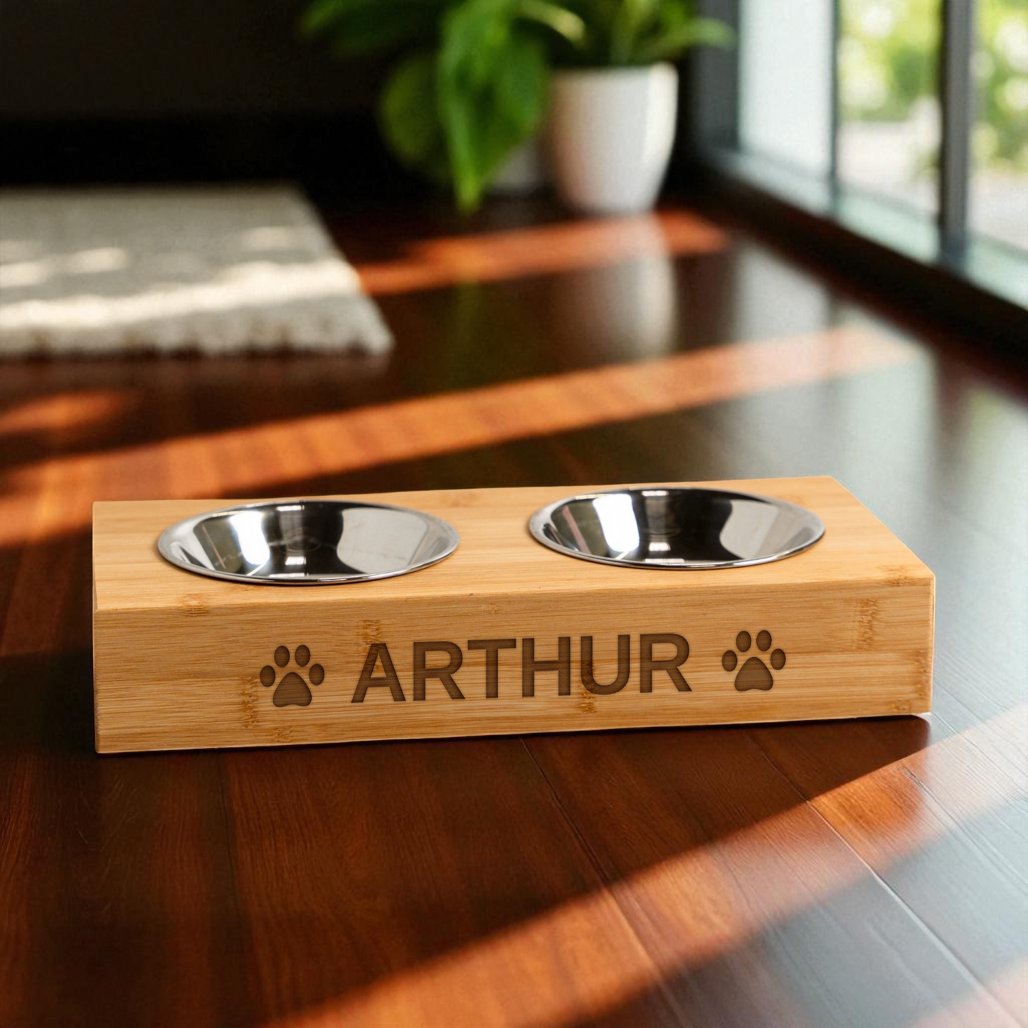 Customized Wood Pet Feeding Stand with Dog Bowls