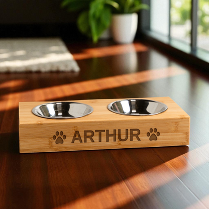 Customized Wood Pet Feeding Stand with Dog Bowls