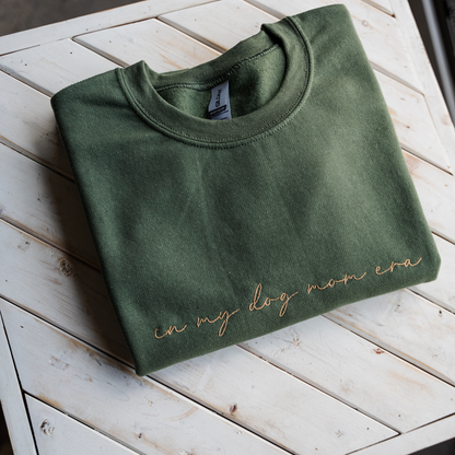 Customized In My Dog Mom Era Crewneck with Names on Sleeve