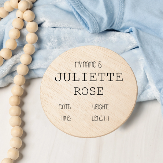 Customized Baby Announcement Wood Circles