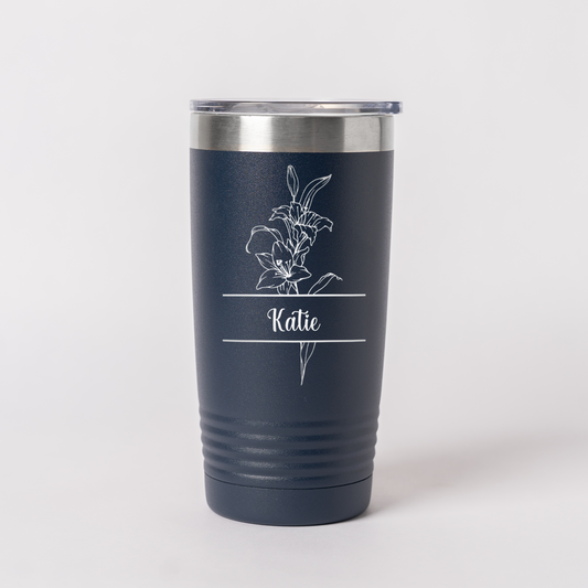 Customized Split Birth Floral 20oz Tumblers with Silver Lip