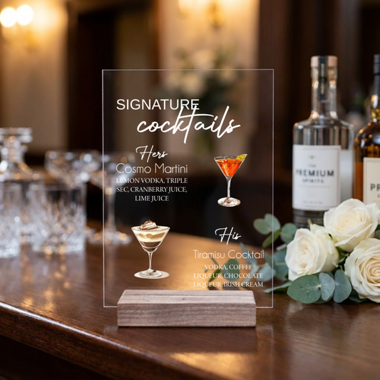 Customized Signature Cocktails Wedding Acrylic Sign