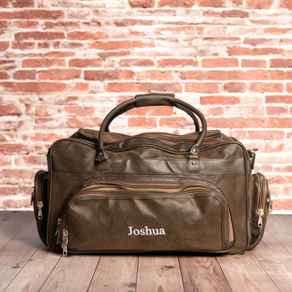 Customized Leather Weekender Duffle Bag