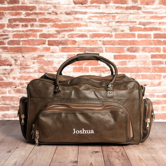 Customized Leather Weekender Duffle Bag