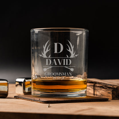 Custom Lowball Whiskey Glass - Groomsmen, Bridesmaids, Best Man