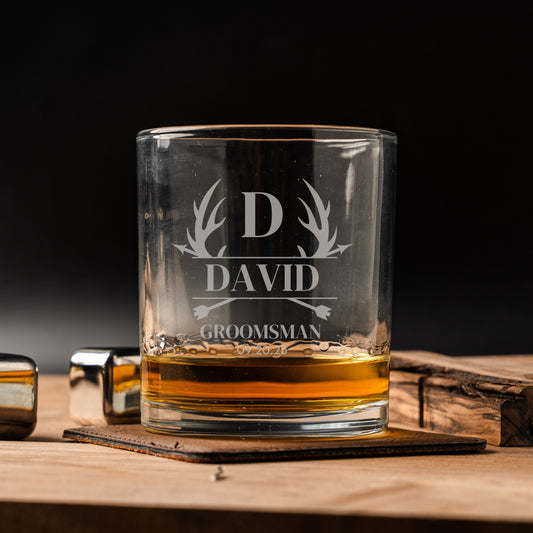Custom Lowball Whiskey Glass - Groomsmen, Bridesmaids, Best Man