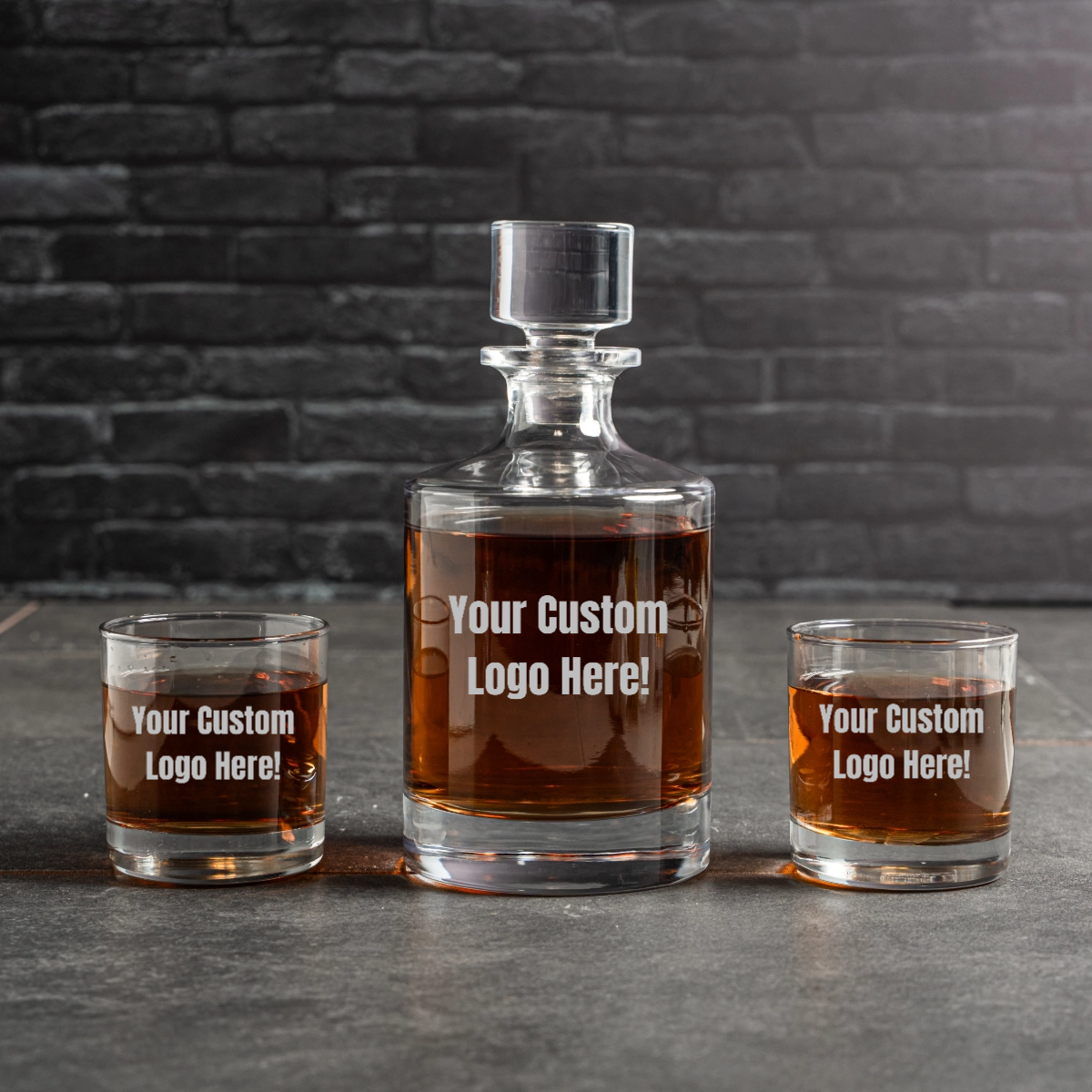 Custom Logo Aberdeen Decanter with 2 Lowball Glasses