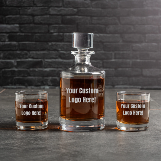 Custom Logo Aberdeen Decanter with 2 Lowball Glasses