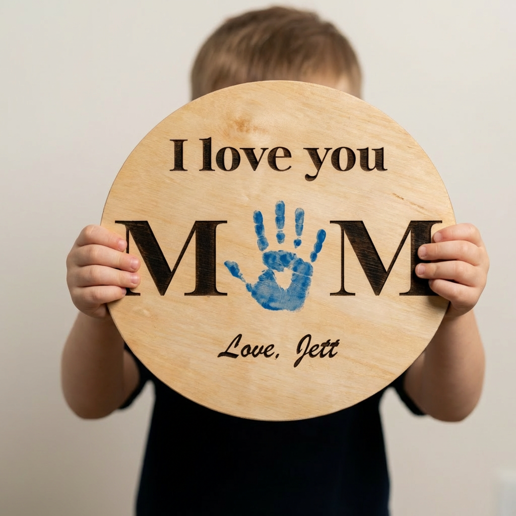 I Love You Mom Customized Handprint Sign