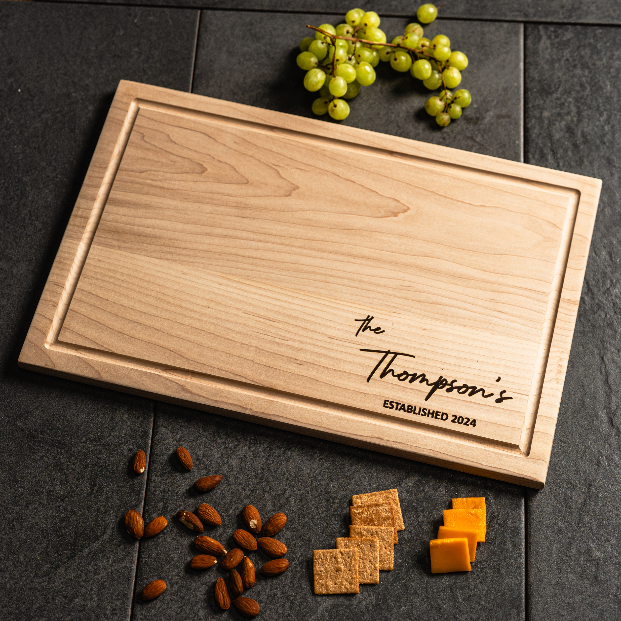Customized Rectangle Cutting Boards - Elegant Name & Date Designs Bottom Right