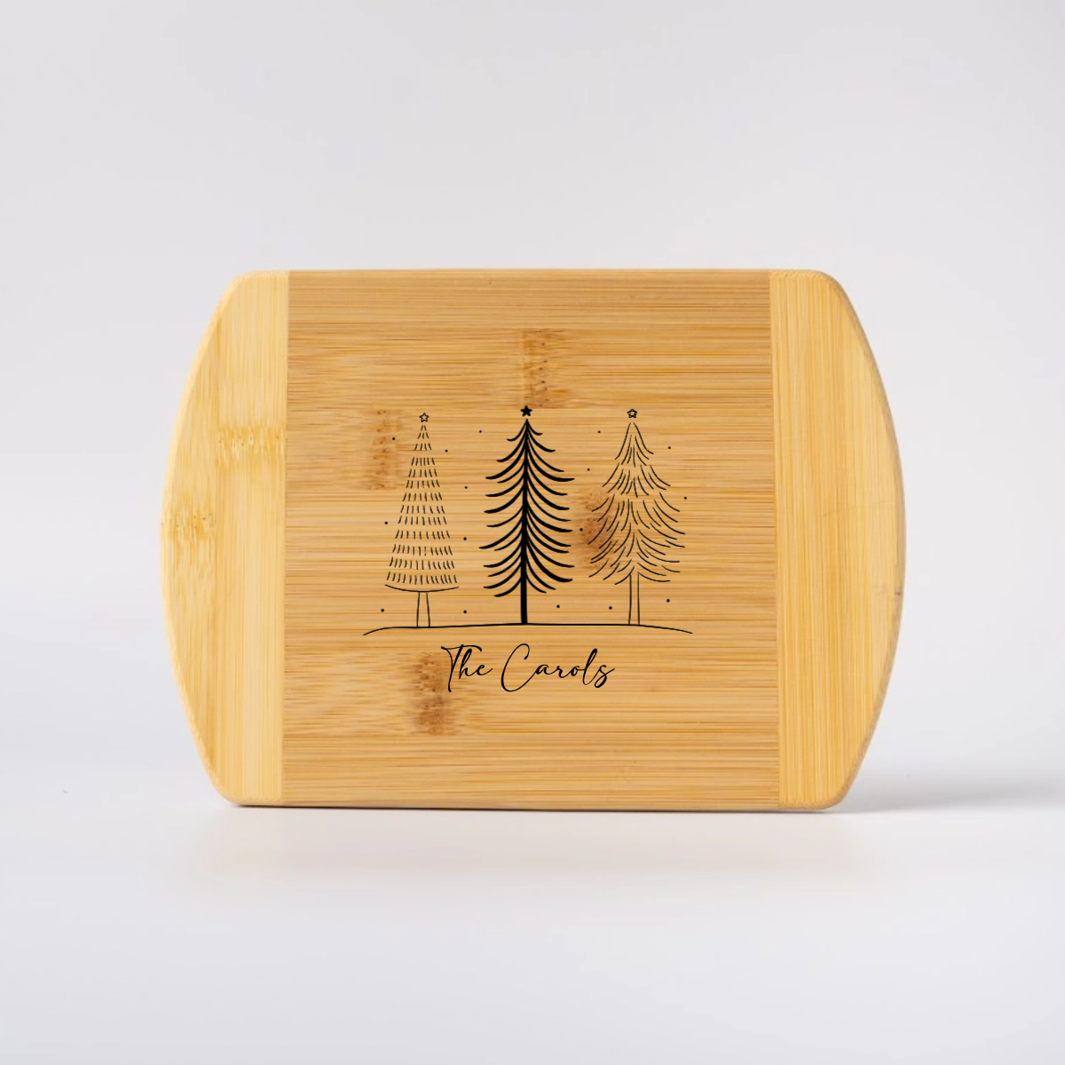 Customized 6x8 Two Toned Rounded Edge Cutting Board Christmas Tree