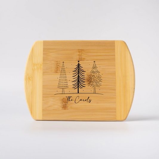 Customized 6x8 Two Toned Rounded Edge Cutting Board Christmas Tree