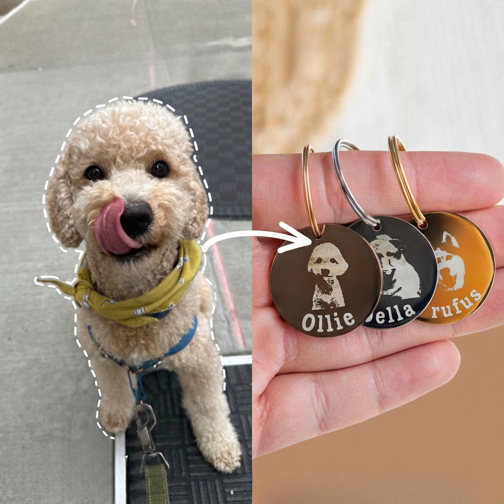 Custom Engraved Pet Portrait Keychains