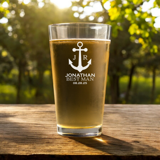 Customized Pint Glass - Wedding designs