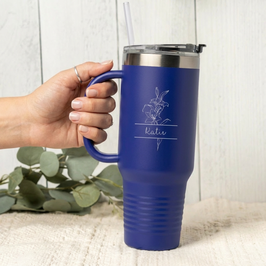 Customized 40oz Split Birth Flower Tumbler