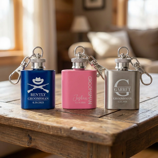 Customized Keychain Flasks - Wedding Designs