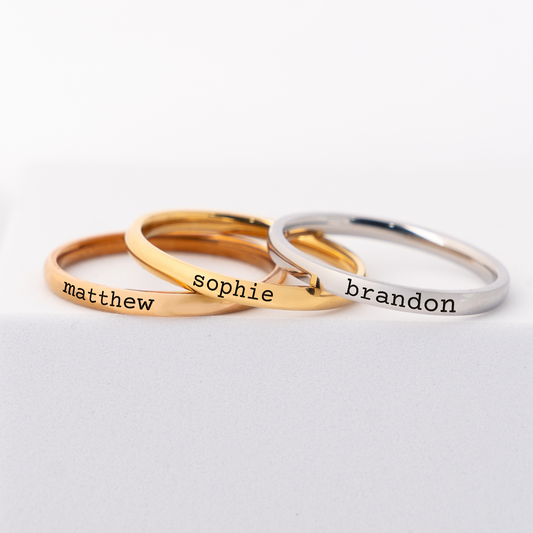 Custom Engraved Stackable Name Rings