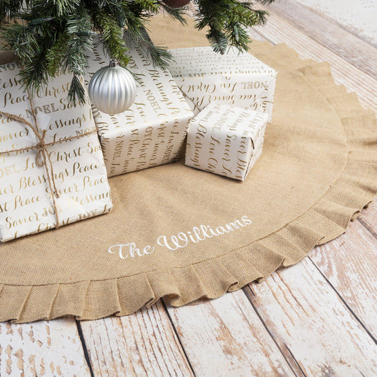 Customized Burlap Christmas Tree Skirt