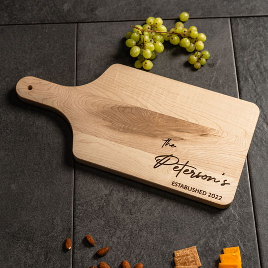Personalized Large Paddle Cutting Boards - Family Name