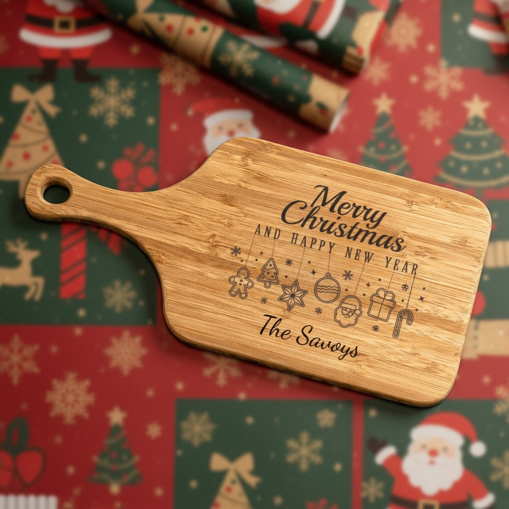 Customized Handled Serving Board Merry Christmas
