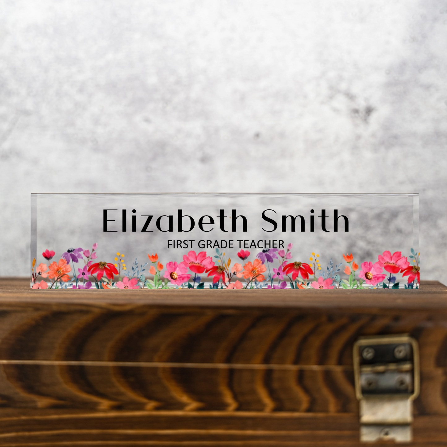 Customized Acrylic Name Plate for Desk - Floral Designs
