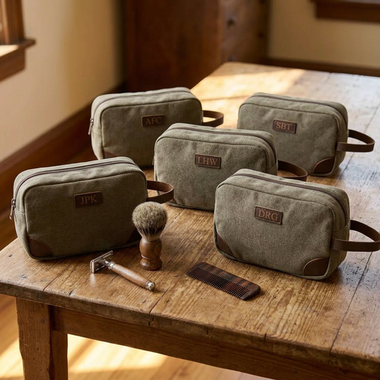 Groomsmen Gift Set of 5 Customized Grey Toiletry Bags