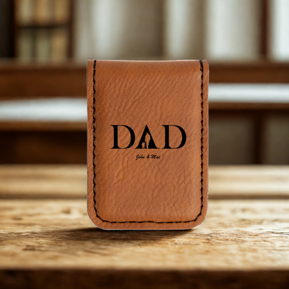 Custom Engraved Dad Leather Money Clip