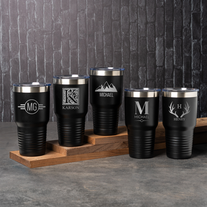 Set of 5 Black 30oz Tumblers - Groomsmen Gift