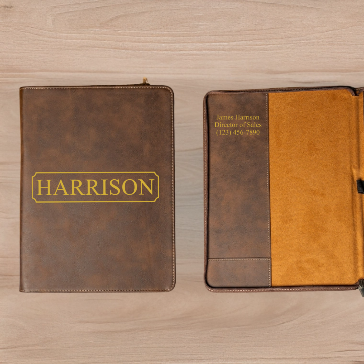 Customized Leather Portfolios - Black & Rustic
