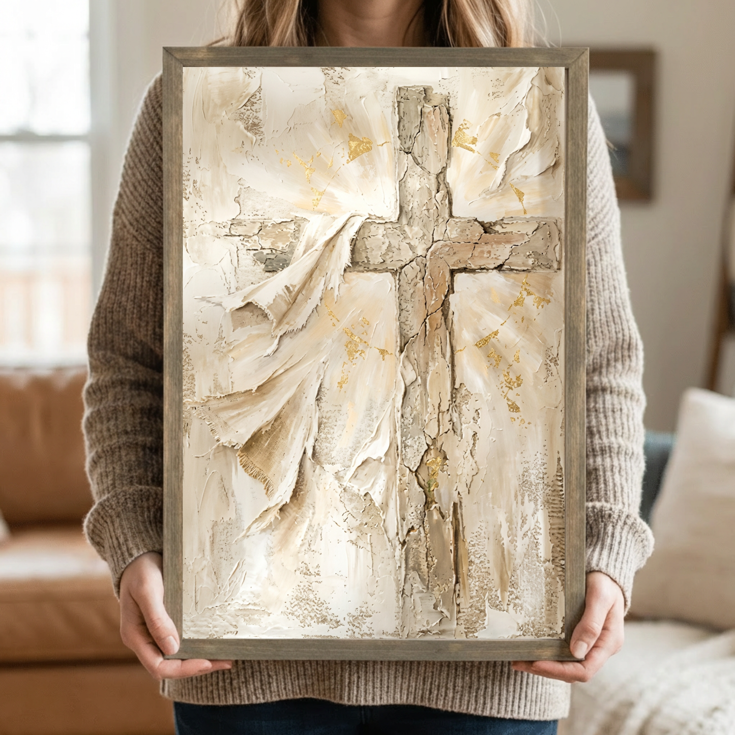Easter Cross Wood Framed Art