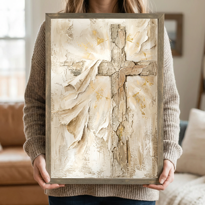 Easter Cross Wood Framed Art