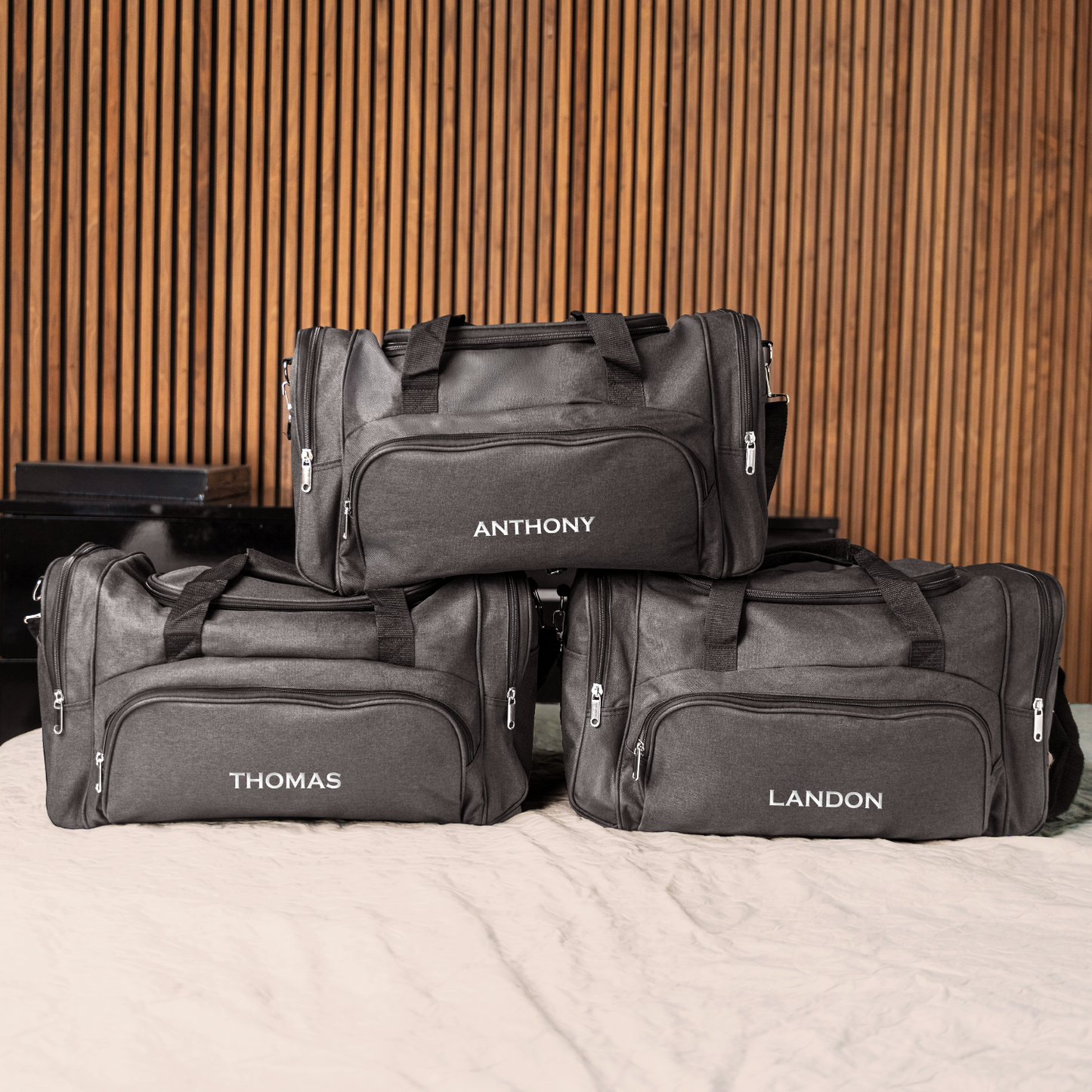 Groomsmen Gift Set of 5 Customized Black Duffle Bags