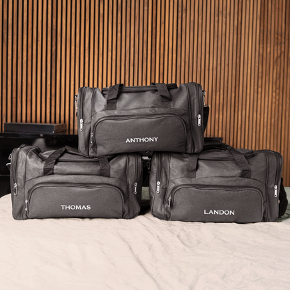 Groomsmen Gift Set of 5 Customized Black Duffle Bags