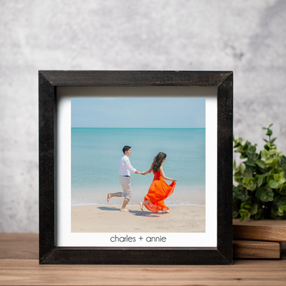 Custom Square Framed Wood Photo Print – Custom Picture with Optional Text