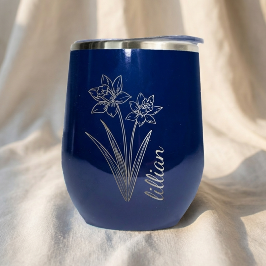 Customizable Birth Flower Wine Tumblers