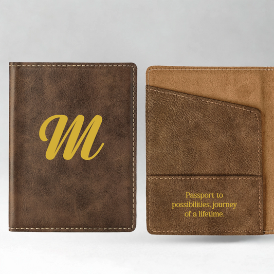 Customized Passport Cover - Black & Rustic Script
