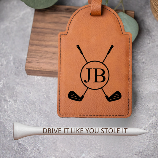 Customized Golf Bag Tag & Custom Engraved Tees