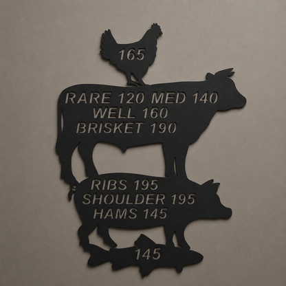 BBQ Meat Temperature Guide metal sign