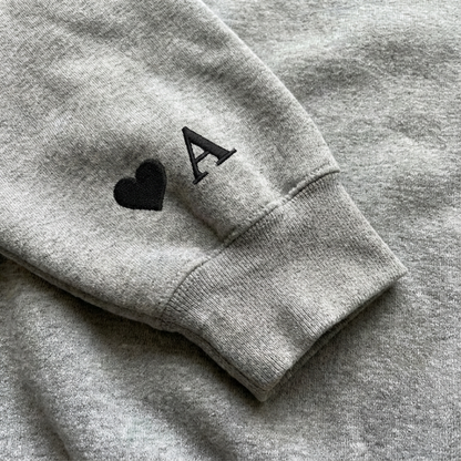 Customized Embroidered Initial and Heart Hoodie