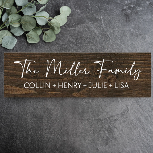 Customized Family Name + First Names Wood Plank Sign