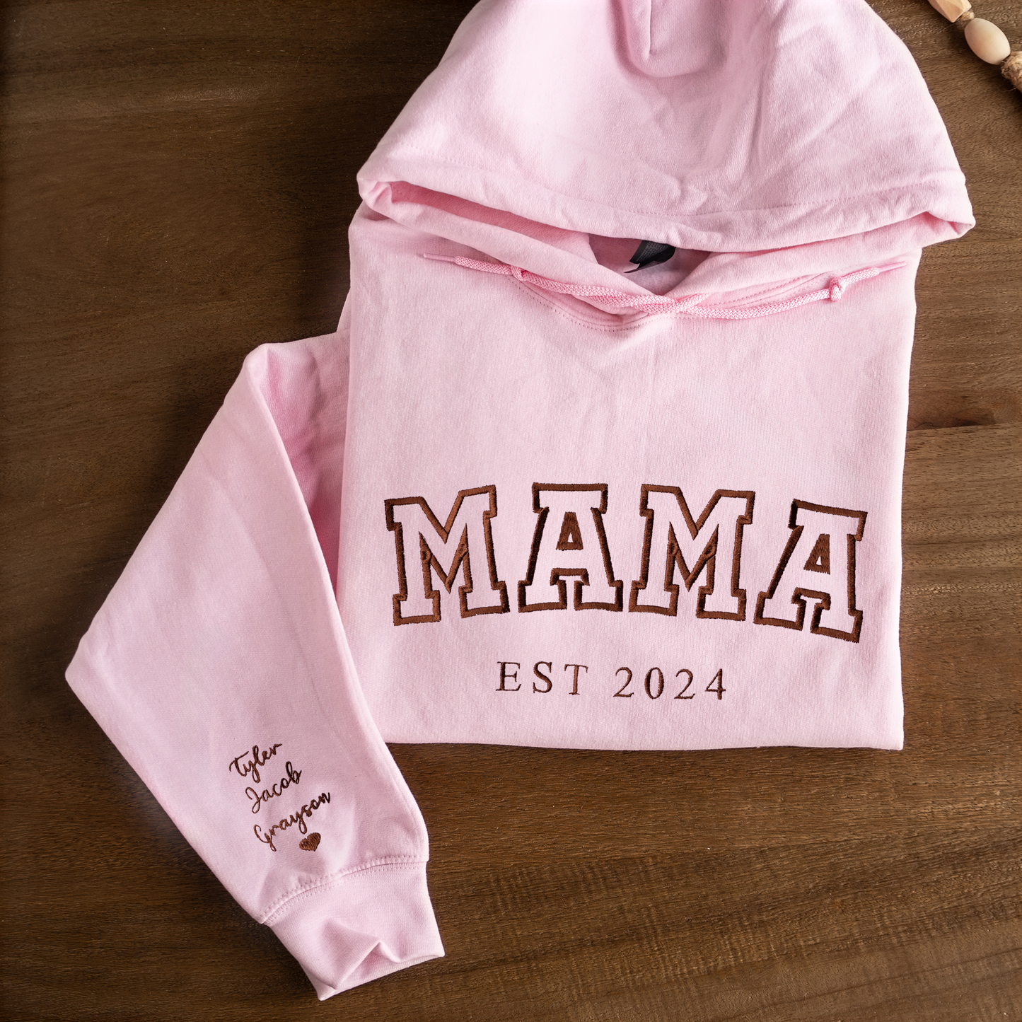 Customized Mama Hoodie with Names on Sleeve