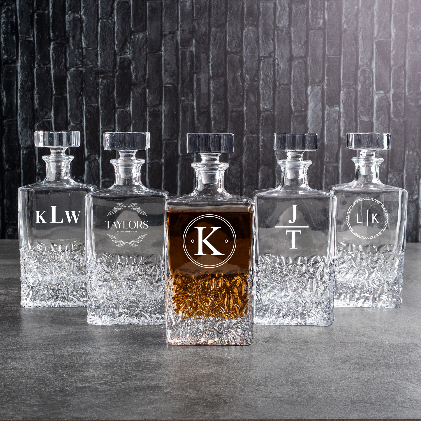 Customized Bradford 24oz. Whiskey Decanters Set of 5 - Signature Designs
