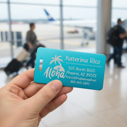 Personalized Aluminum Luggage Tags Horizontal