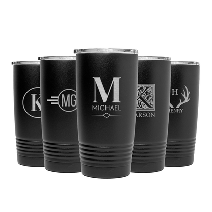 Customized Set of 5 20oz Tumblers with Silver Lip