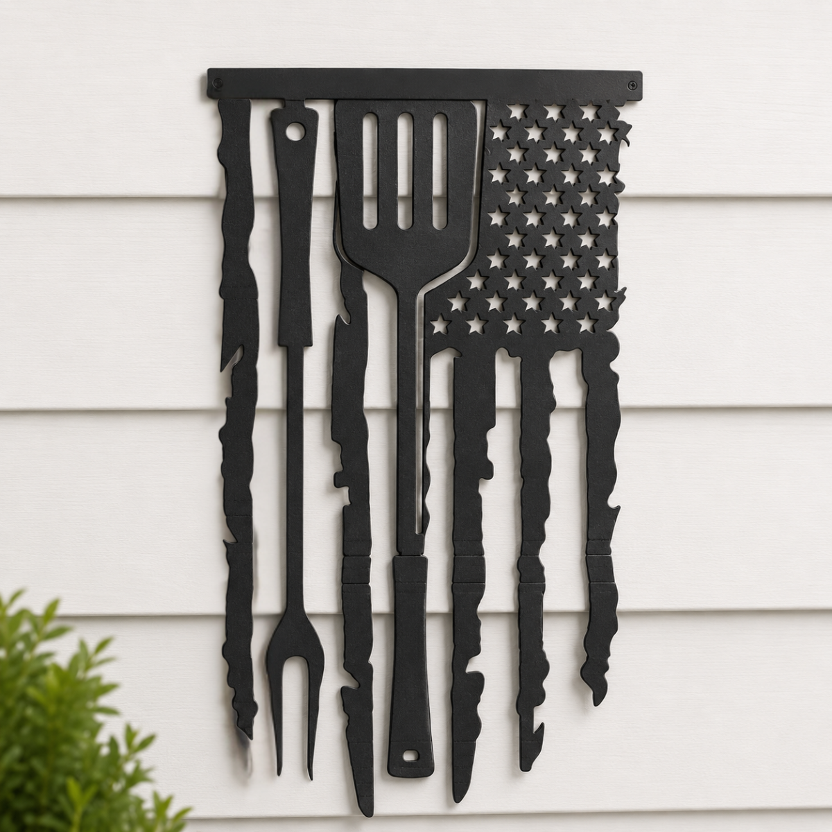 BBQ US Flag Metal Sign